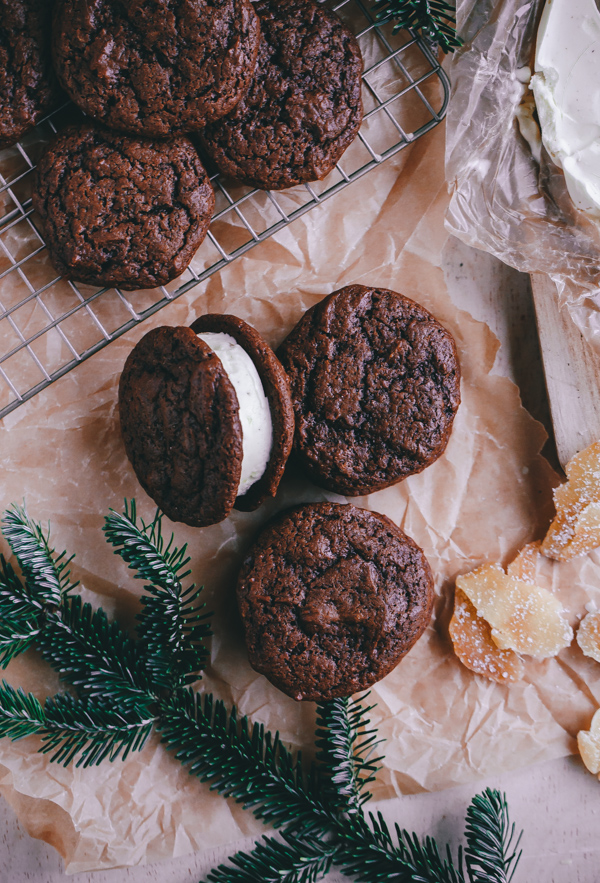 Gingerbread and Eggnog Ice Cream Cookie Sandwiches