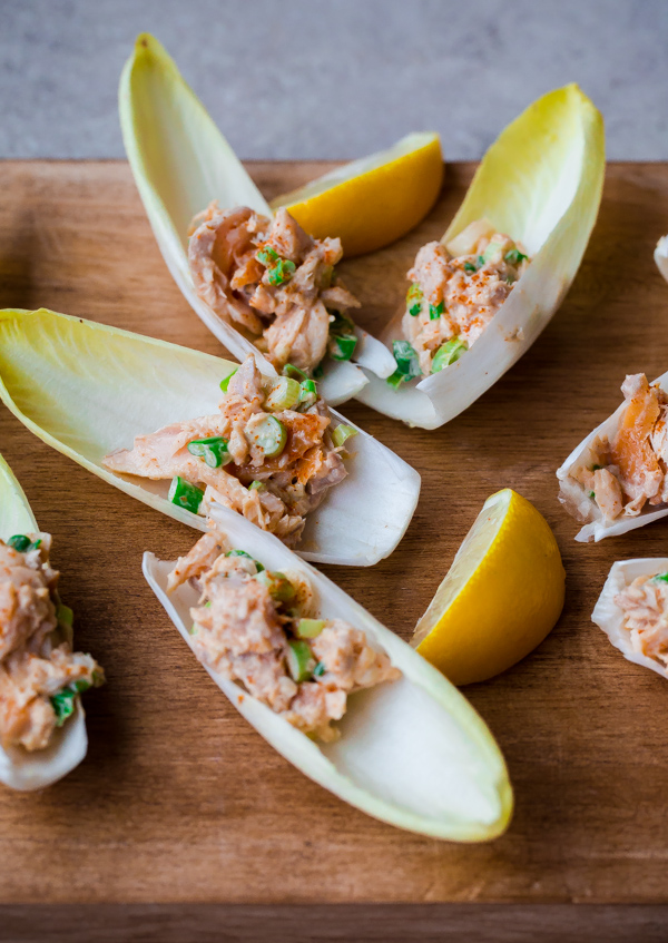 Endive Spears with Smoked Trout