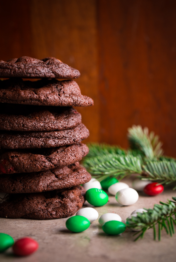 M&M Holiday Mint Chocolate Cookies