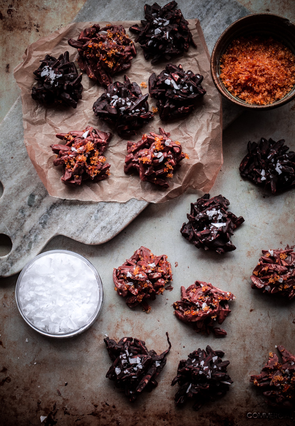 Milk and Dark Chocolate Rochers with Caramel Sugar and Sea Salt