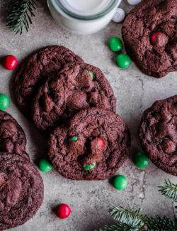 M&M Holiday Mint Chocolate Cookies
