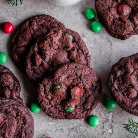 M&M Holiday Mint Chocolate Cookies