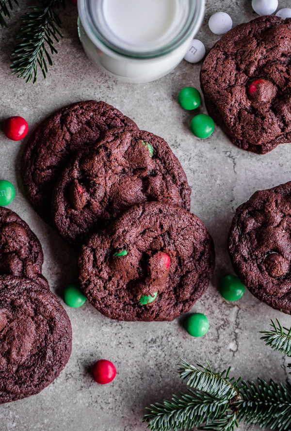 M&M Holiday Mint Chocolate Cookies