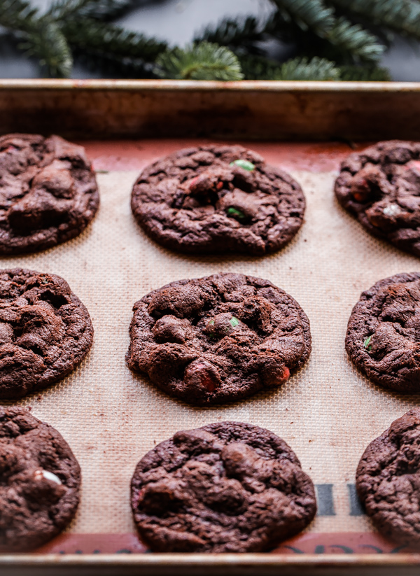 M&M Holiday Mint Chocolate Cookies