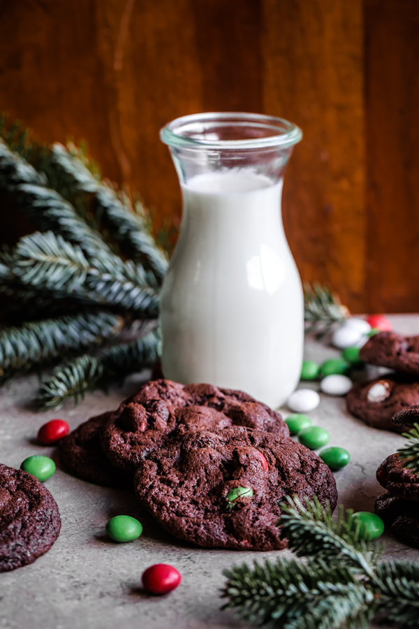 M&M Holiday Mint Chocolate Cookies