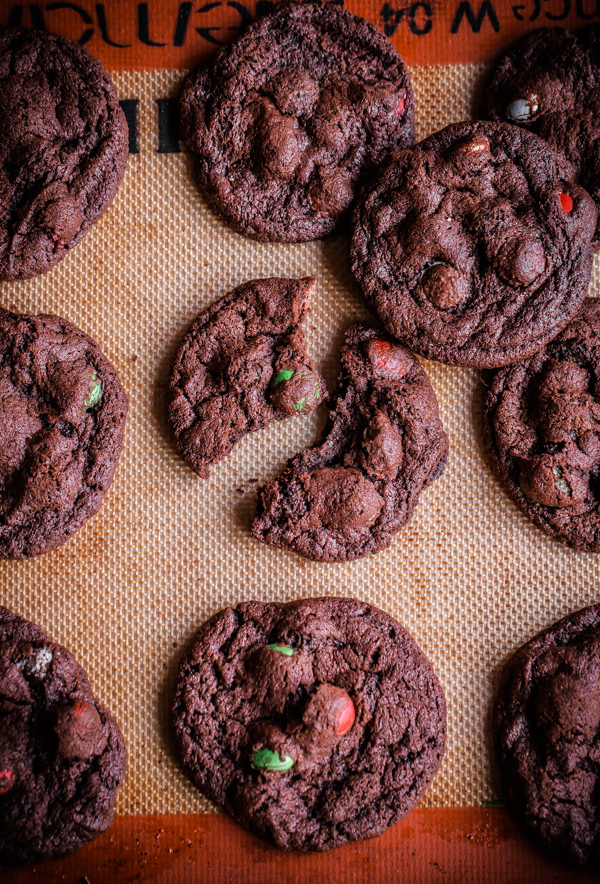 M&M Holiday Mint Chocolate Cookies