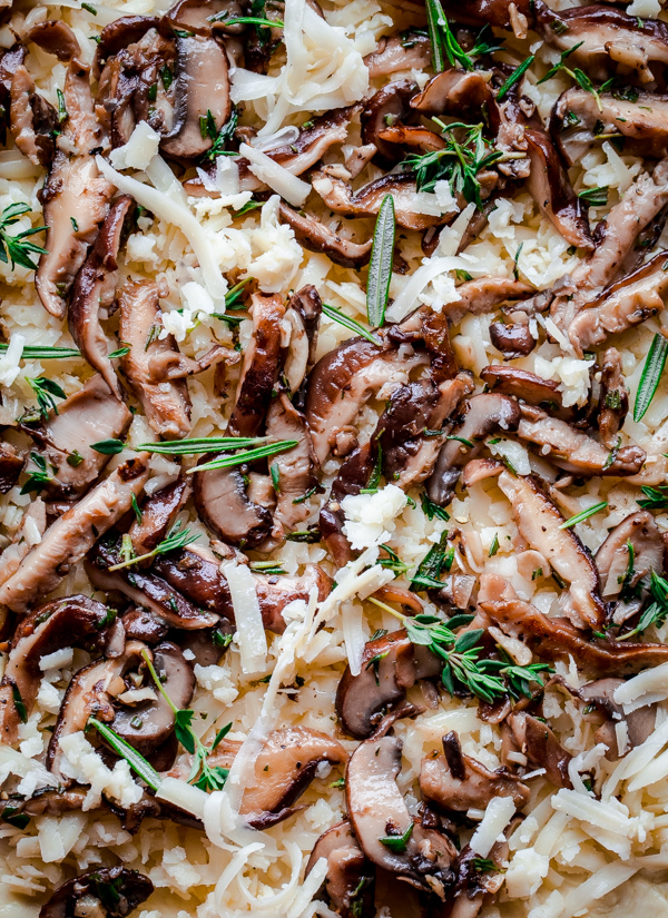 Mushroom Pizza with Havarti Cheese, Fresh, Herbs, and Truffle Oil