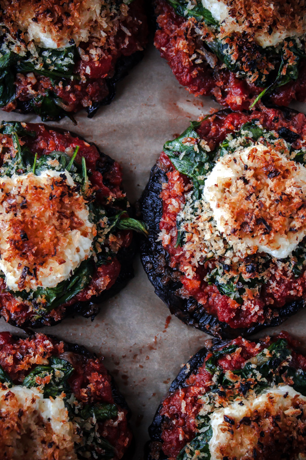 Stuffed Portobello Mushrooms with Crispy Goat Cheese