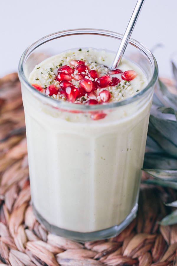 Avocado Pineapple Smoothie with Pomegranate Arils