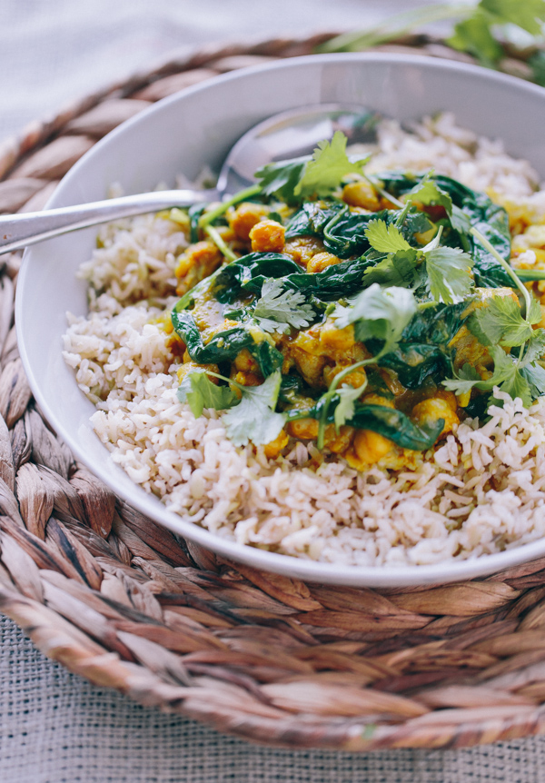 Braised Indian Chicken with Chickpeas and Spinach