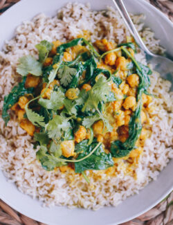 Braised Indian Chicken with Chickpeas and Spinach