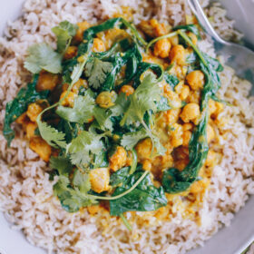 Braised Indian Chicken with Chickpeas and Spinach