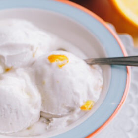 Coconut Sorbet with Orange Marmalade Swirl