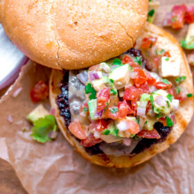 Southwest Burgers with Pepper Jack Cheese and Avocado Salsa