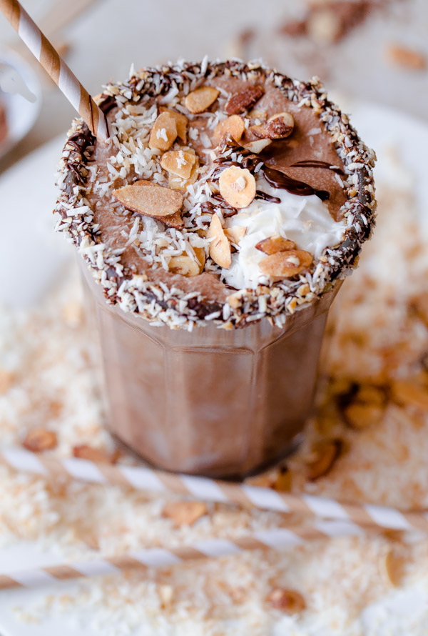 Healthy Almond Joy Smoothie. Vegan, gluten-free, and delicious!