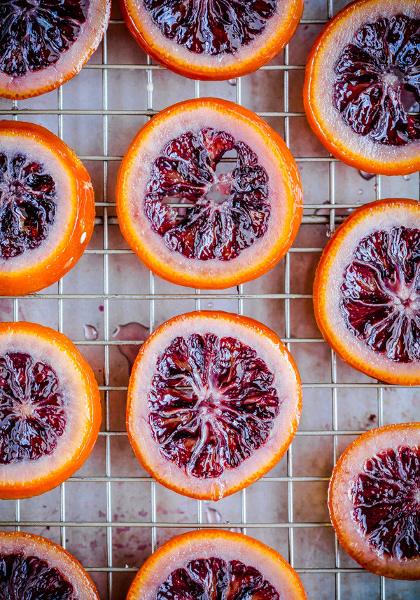 Candied Blood Orange Slices on Rack