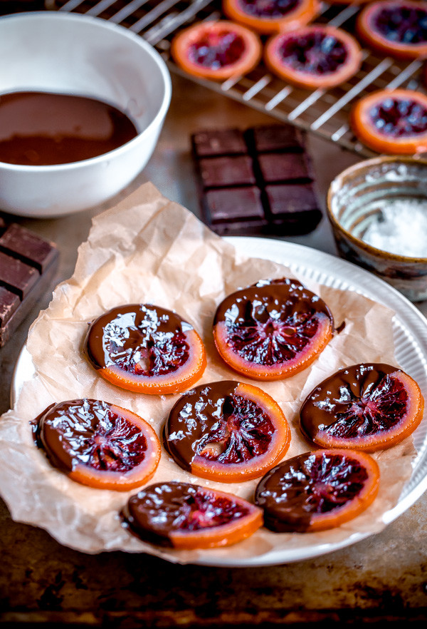 Homemade Candied Blood Orange Slices with Dark Chocolate