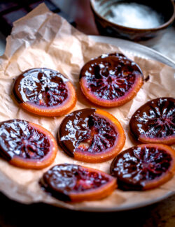 Homemade Candied Blood Orange Slices with Dark Chocolate