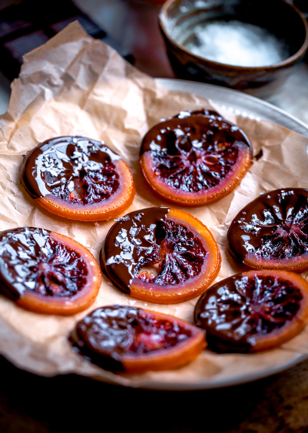 Candied Blood Orange Slices with Dark Chocolate - A 