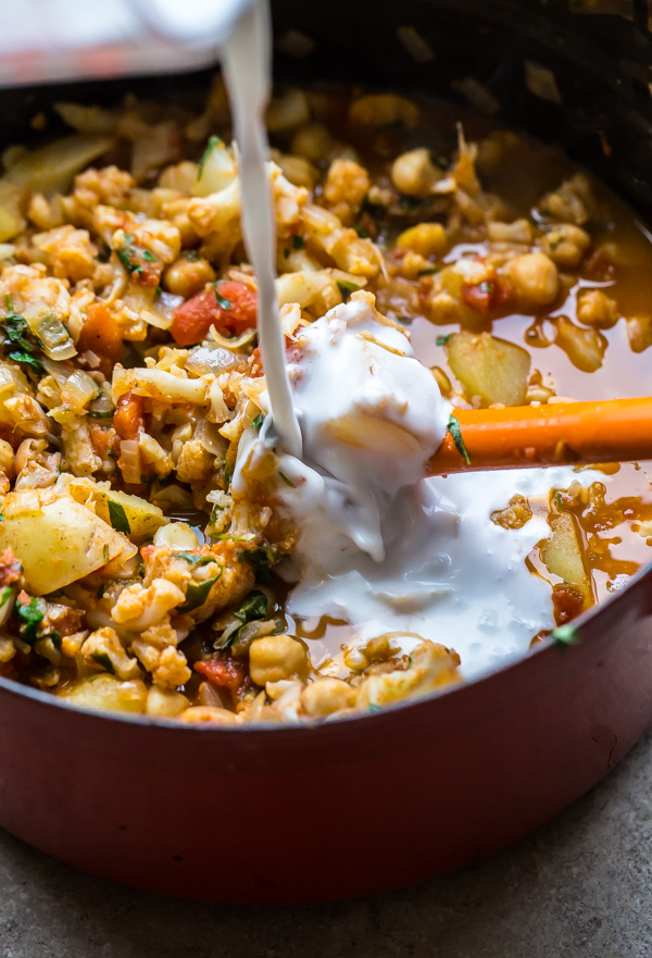 Vegan Cauliflower, Potato, and Chickpea Curry. A simple and healthy, weeknight-friendly vegan and gluten-free main course!