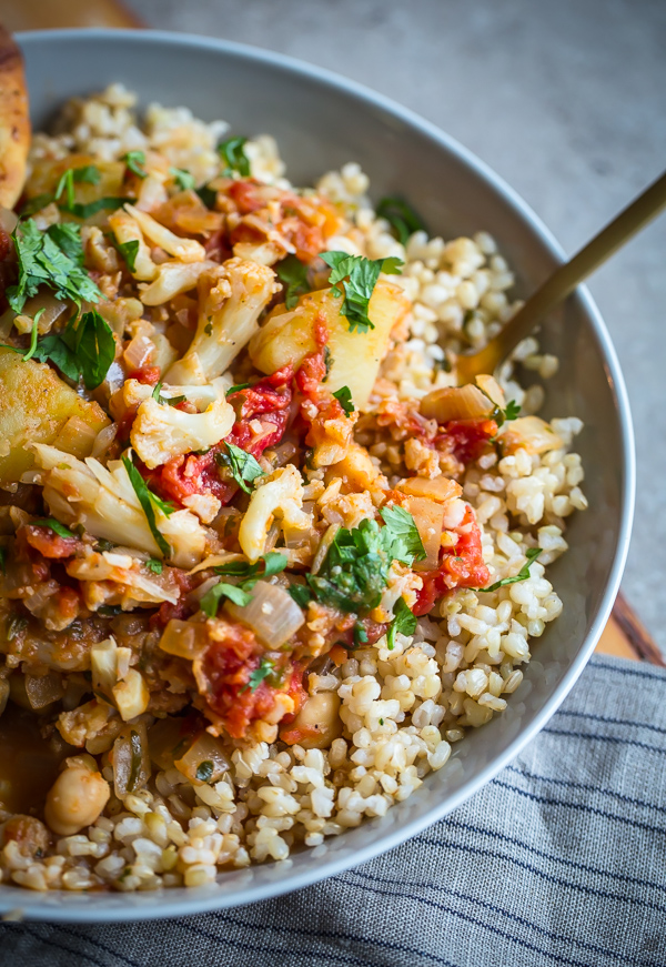 Vegan Cauliflower Curry on Brown Rice