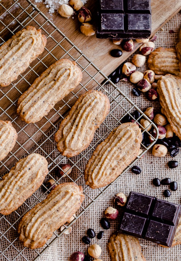 Espresso Hazelnut Cookies with Dark Chocolate Drizzle