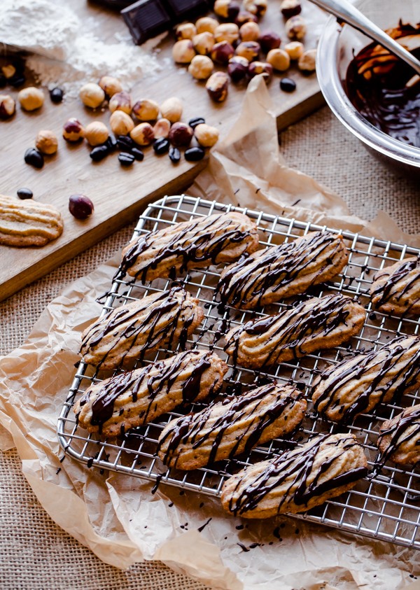 Hazelnut Cookies with Coffee and Chocolate