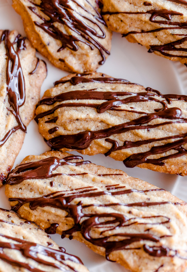 Espresso Hazelnut Cookies with Dark Chocolate Drizzle