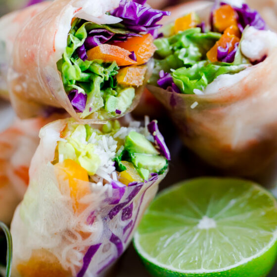 Brown Rice Shrimp Summer Rolls with Peanut Lime Dipping Sauce - A ...