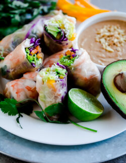 Brown Rice Shrimp Summer Rolls with Peanut Lime Dipping Sauce