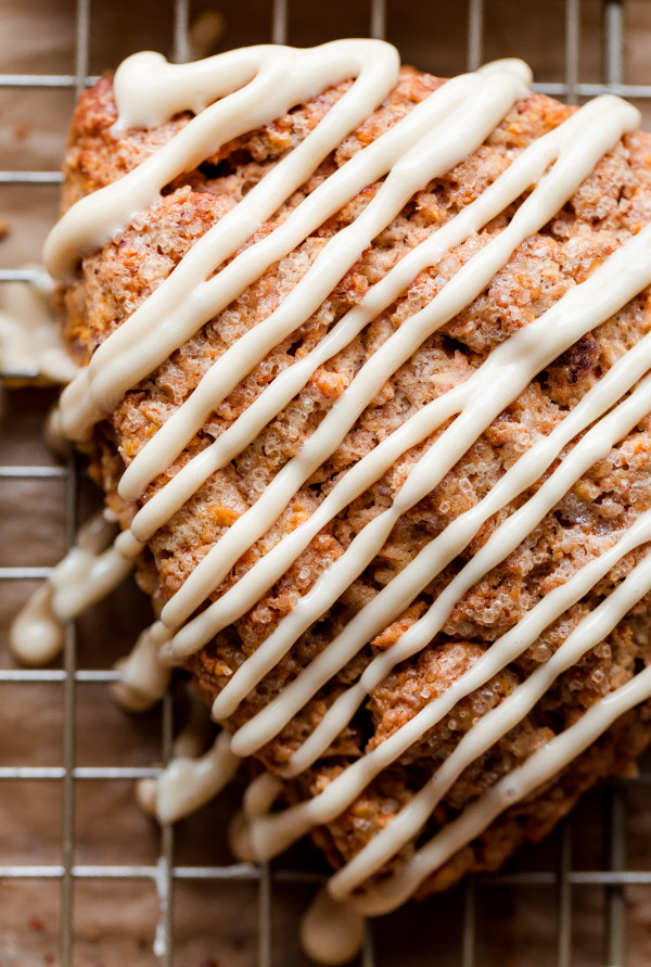 Carrot Cake Scones with Maple Cream Cheese Glaze