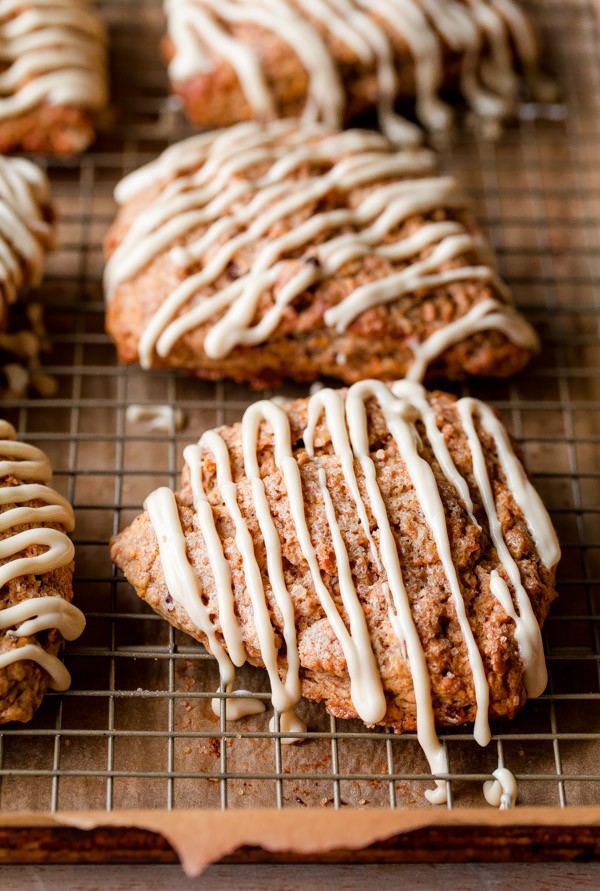 Carrot Cake Scones with Maple Cream Cheese Glaze