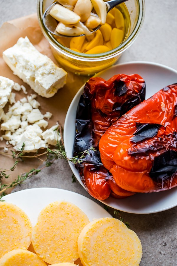 roasted red pepper, feta, and thyme 