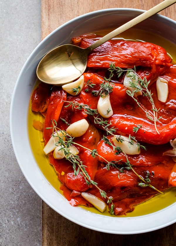 Roasted Red Peppers in Olive Oil with Garlic