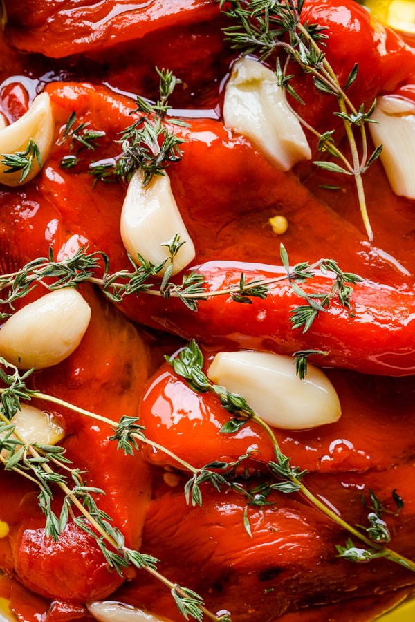 Roasted Red Peppers in Olive Oil with Garlic