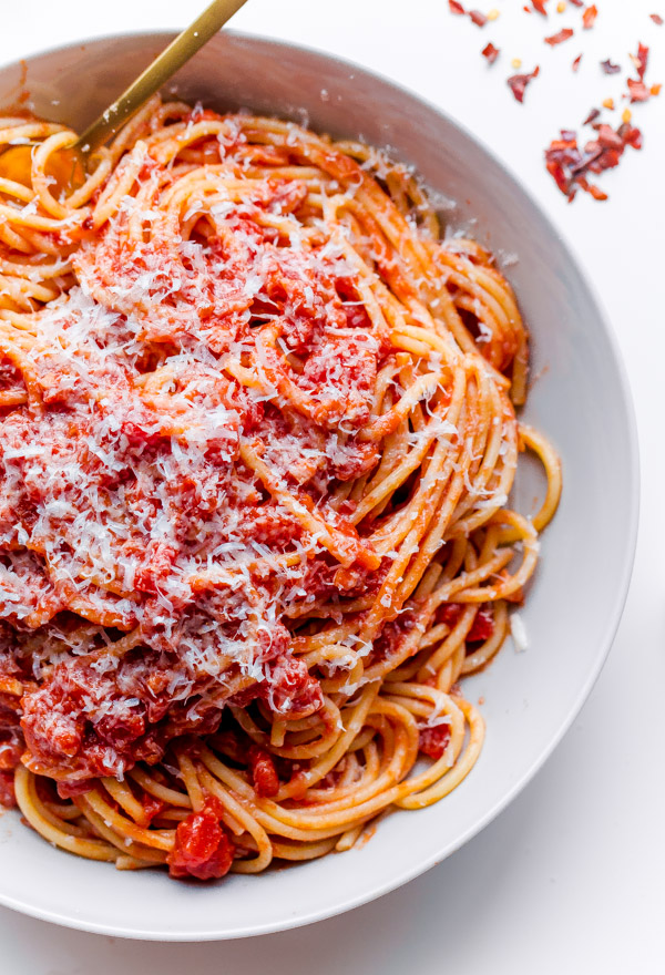 Classic Spaghetti Amatriciana A Beautiful Plate