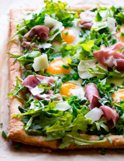 Asparagus Egg Prosciutto Tart with Summer Salad