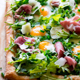 Asparagus Egg Prosciutto Tart with Summer Salad