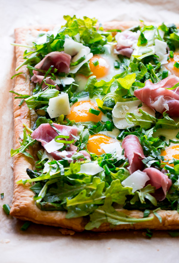 Asparagus Egg Prosciutto Tart with Summer Salad