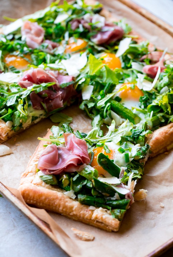 Asparagus Egg Prosciutto Tart with Summer Salad