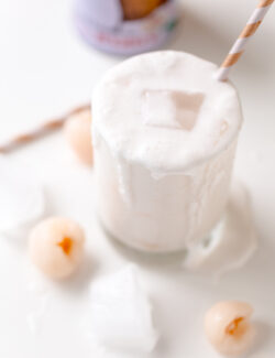 Coconut Lychee Colada. A refreshing rum cocktail made with lychees, coconut milk, coconut water, and Bacardi!