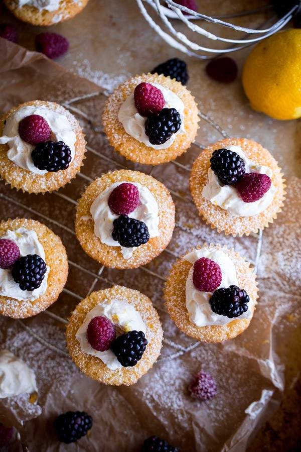 Mini Cornmeal Cakes with Whipped Mascarpone and Fresh Berries