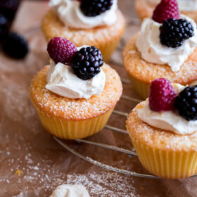 Mini Cornmeal Cakes with Whipped Mascarpone and Fresh Berries