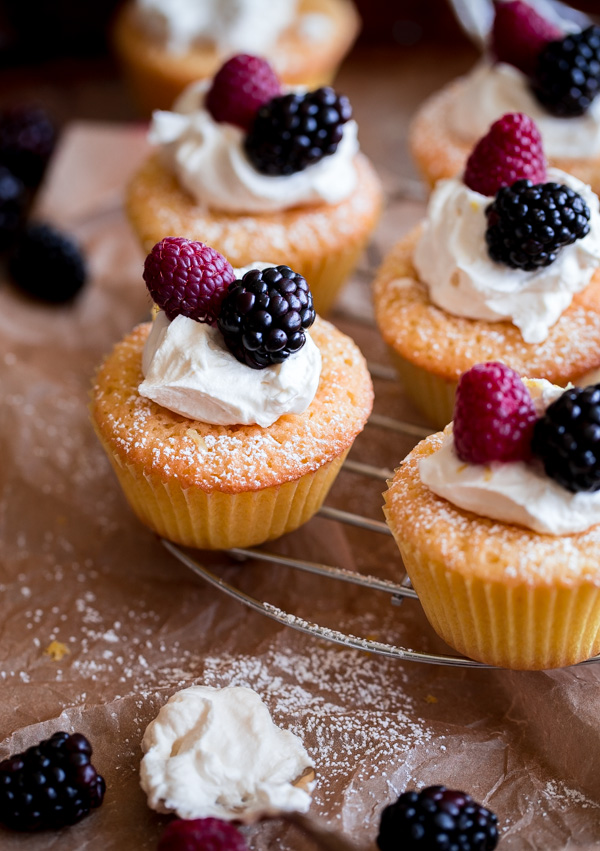 Mini Cornmeal Cakes with Whipped Mascarpone and Fresh Berries