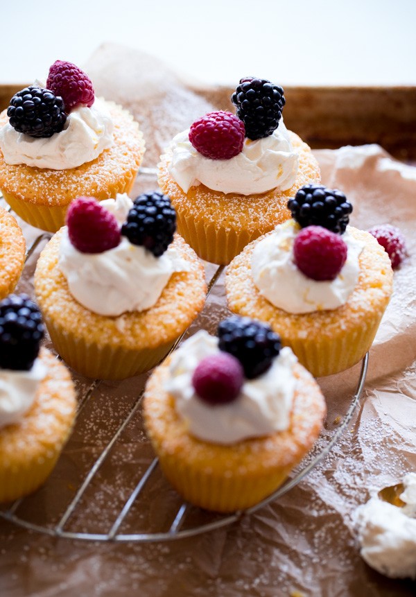 Mini Cornmeal Cakes with Whipped Mascarpone and Fresh Berries