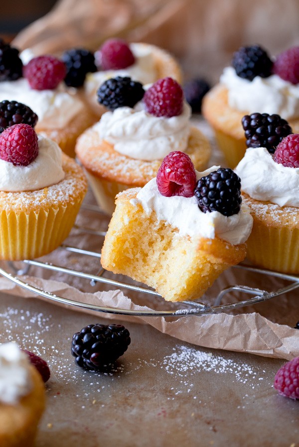 Mini Cornmeal Cakes with Whipped Mascarpone and Fresh Berries