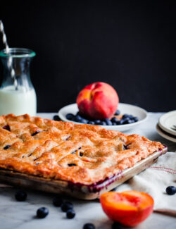 Blueberry Peach Slab Pie. The ultimate summer dessert!