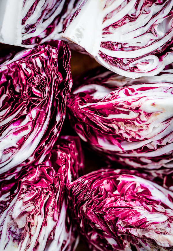 Grilled Radicchio with Fig Balsamic Syrup, Parmigiano, and Honey-Roasted Almonds