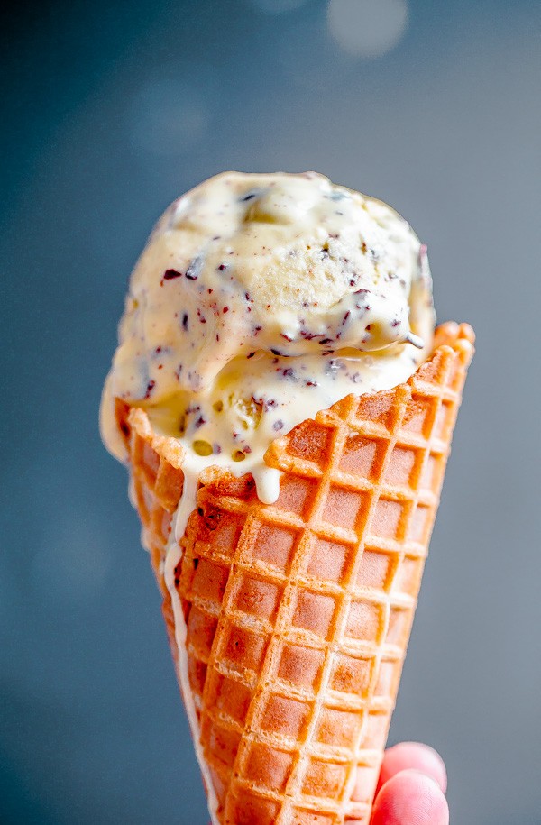 Olive Oil Stracciatella Ice Cream in Cone