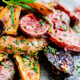 Roasted Fingerling Potatoes with Tarragon-Shallot Butter. This addictive side dish can be prepared in less than 30 minutes!